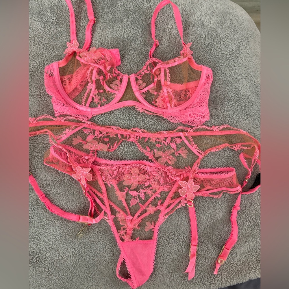 Neon Pink Sabrina Lingerie Set Honey Birdette